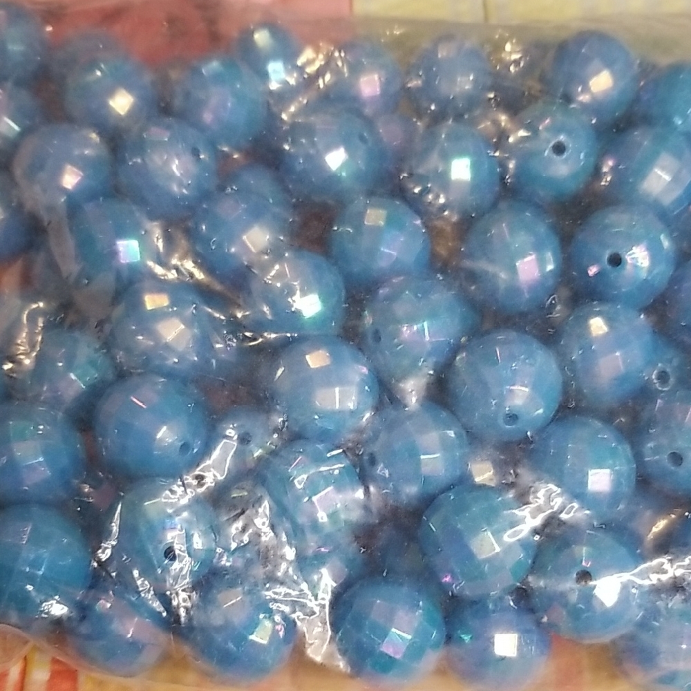 Blue Faceted Beads Turquoise Opalescent Disco Ball Beads 20mm Full bag 500g